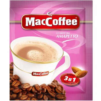 Кофе растворимый в пакетиках 3 в 1 Амаретто, 25 шт по 18 г, MacCoffee