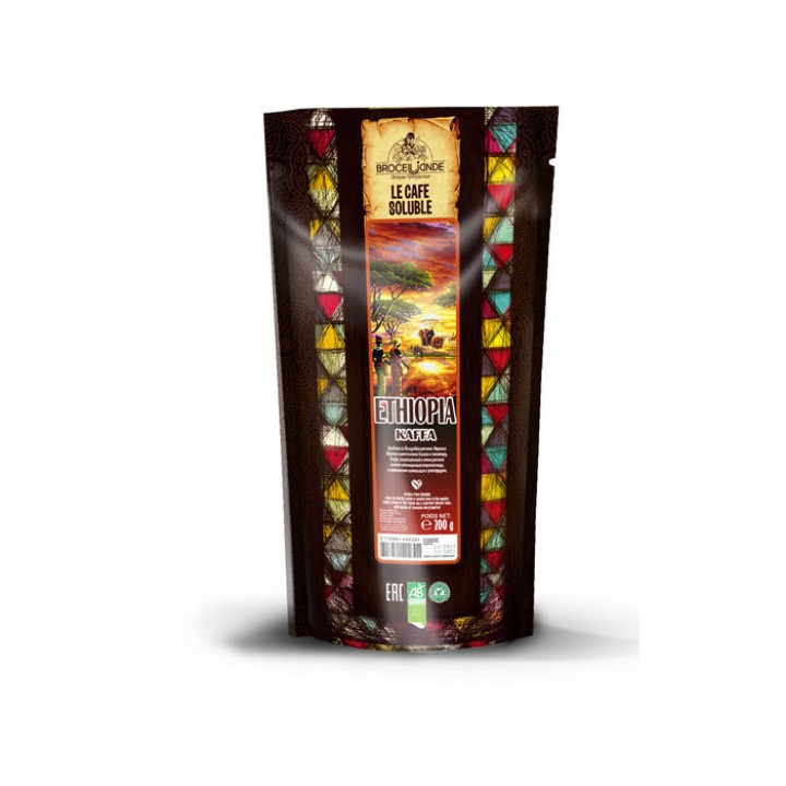 Кофе растворимый сублимированный Ethiopia Kaffa, пакет 200 г, Broceliande